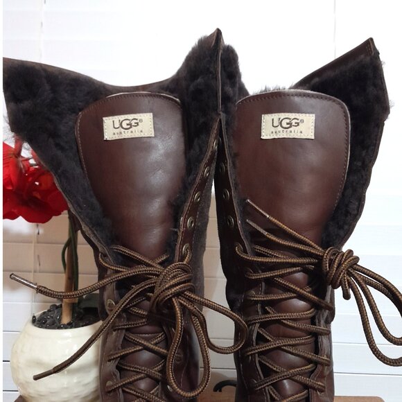 SOLD🟠🟠🟠🟠🟠🟠UGG Tall Adirondack Women's Boots Dark Brown Black Size 8 - Picture 4 of 16